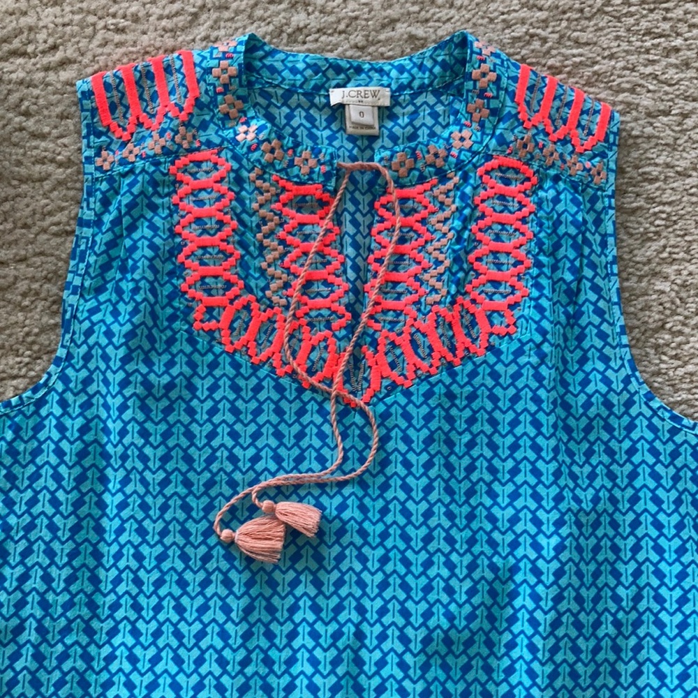 J. Crew Embroidered, Tassle Tie Tank - Picture 3 of 5